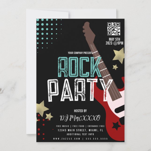 Rock Party Festival DJ Party Bar Club Flyer  Inbjudningar (Framsida)