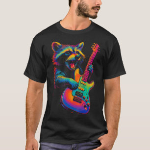 Rock Raccoon spelar gitarr Rockmusik för män och k T Shirt