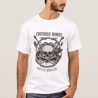 Rock & Roll Album Konst T-Shirt med Dödskalle och 