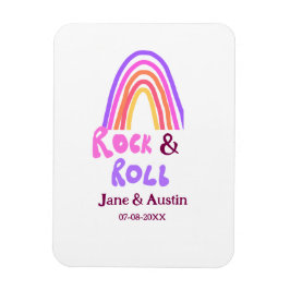 Rock & roll bröllop lägg till parets namn retro re magnet