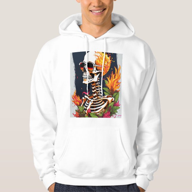 Rock & Roll Dödskalle T-Shirt Design – Hoodie (Framsida)