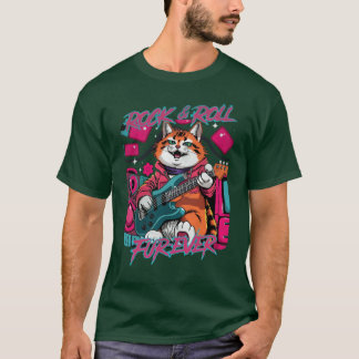 Rock roll fur ever cat retro vintage retro t shirt