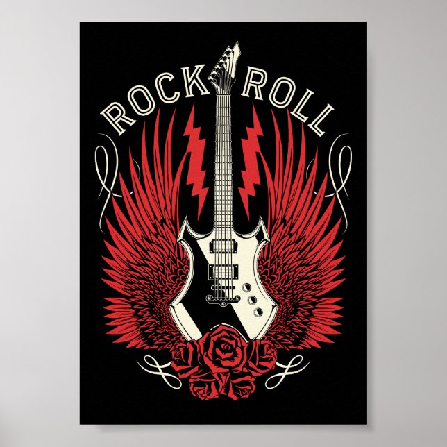Rock & Roll Gitarr Rosor Poster (Framsidan)
