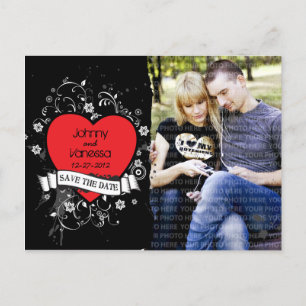 Rock & Roll Grungy Heart Foto Spara datum Meddelande Vykort