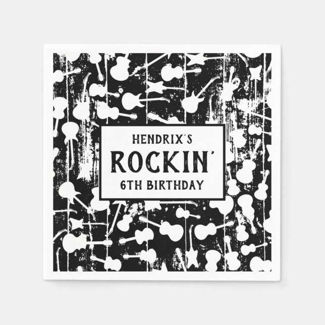 Rock & Roll Guitar Birthday Party Napkins Pappersservett (Framsidan)