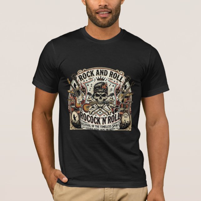Rock & Roll Revival | Skull & Strings Festival T-s T Shirt (Framsida)