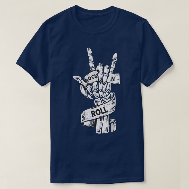 Rock & Roll Skeleton Guitar Music Lover Rockstar  T Shirt (Design framsida)