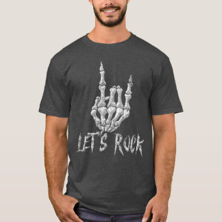 Rock Roll Skelett Hand Guitar Rock Cool Män Kvinno T Shirt