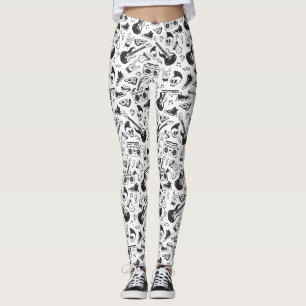 Rock & Roll-tema legging - svart och vit
