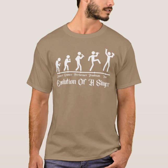 Rock Sångare Evolution Rollig Stick Figure för Mus T Shirt (Framsida)