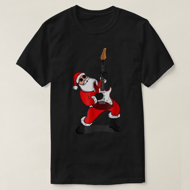Rock Santa Guitar Christmas Design T Shirt (Design framsida)