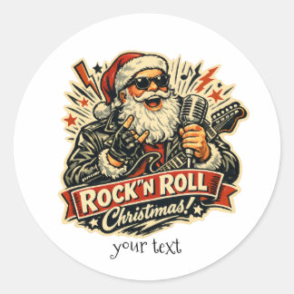 Rock Santa Klaus jul vintage 1950-tal Runt Klistermärke