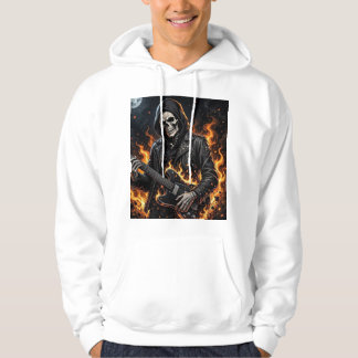Rock Skelett Eld Guitar Mörk Gothisk Streetwear H Hoodie