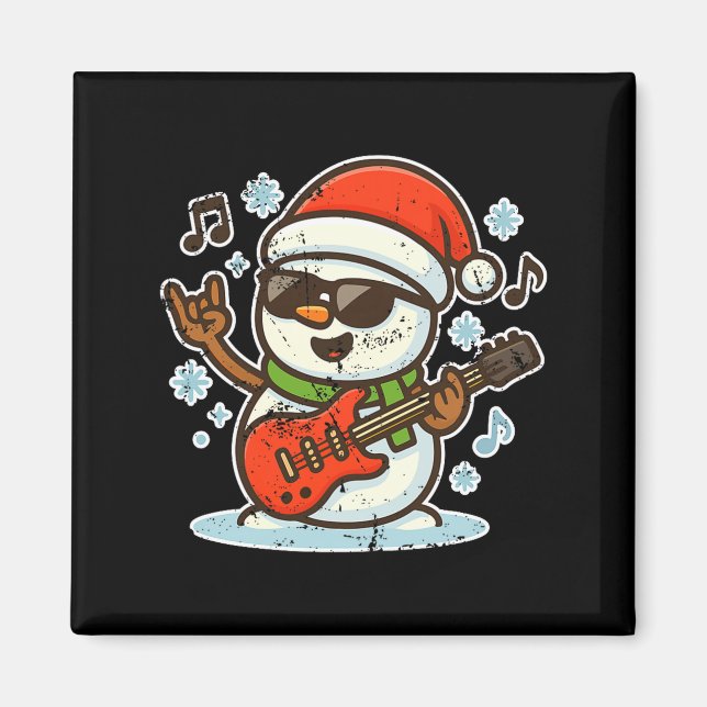 Rock Snowman With Guitar Premium Tri-blend  Magnet (Framsidan)