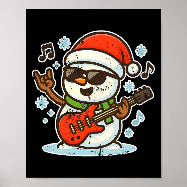 Rock Snowman With Guitar Premium Tri-blend  Poster (Framsidan)