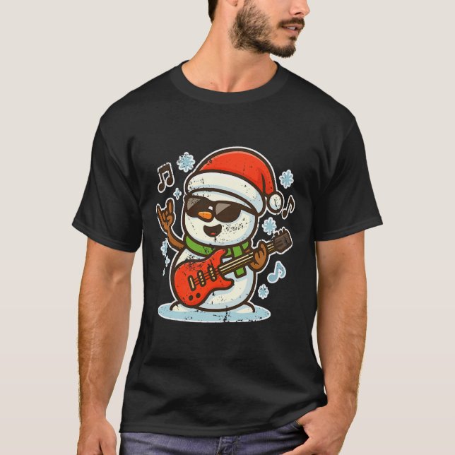 Rock Snowman With Guitar Premium Tri-blend  T Shirt (Framsida)