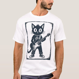 Rock Star Cat Tröja, Vintage Kitten Y2K T-Shirt