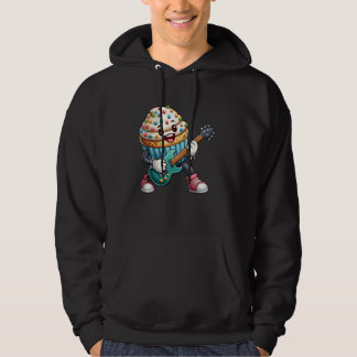 Rock Star Cupcake Cartoon Character Funny Guitar P Hoodie