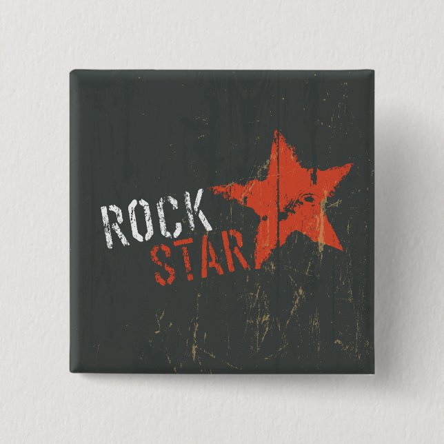 Rock Star Distressed Grunge Red Star Knapp (Framsida)