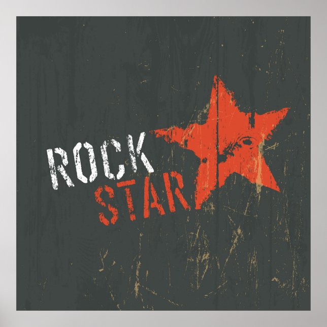 Rock Star Distressed Grunge Red Star Poster (Framsidan)