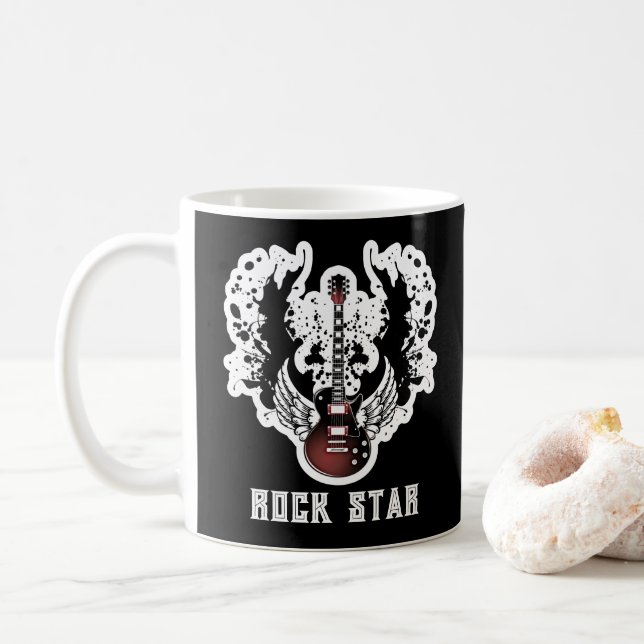 Rock Star Guitar Rock and Roll Tattoo Music Mug Kaffemugg (Med munk)