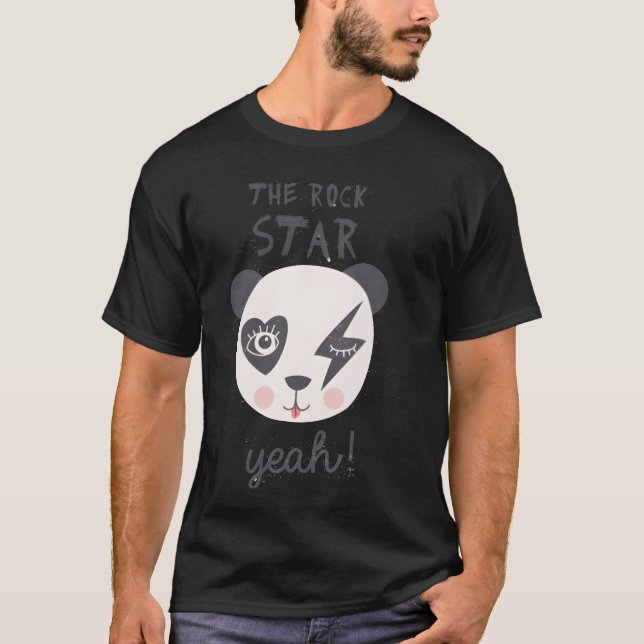 Rock Star Panda vänner T Shirt (Framsida)