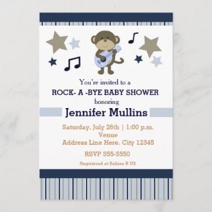 Rock Star Party Bebis Shower Apa Inbjudan