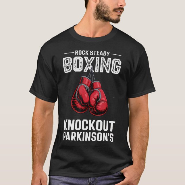 Rock Steady Boxing Knockout Parkinsons T Shirt (Framsida)