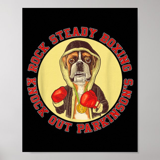 Rock Steady Boxning Parkinsons - Boxerhund med Röd Poster (Framsidan)