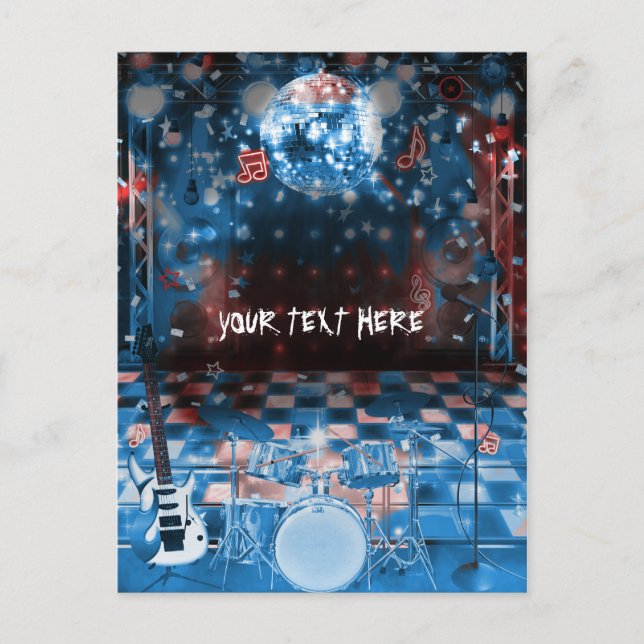 ROCK STJÄRNA Födelsedagsmusikalisk Dansfest Tack Vykort (Framsida)