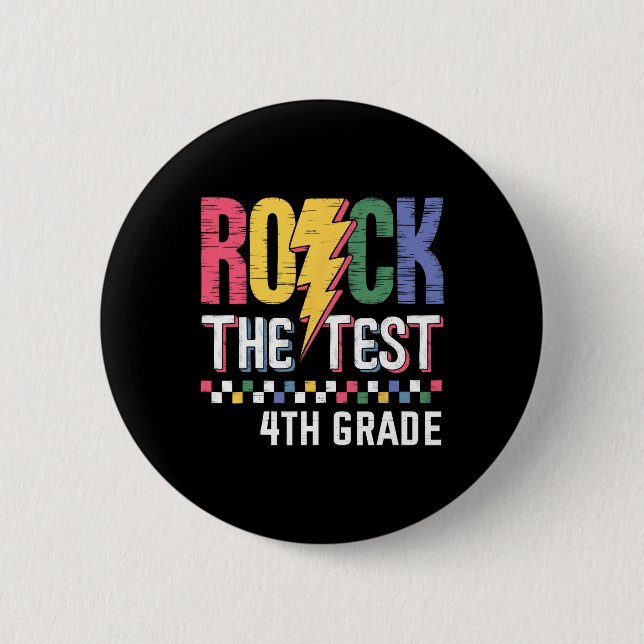 Rock The Test 4th Grade Testing Day Teacher Studen Knapp (Framsida)