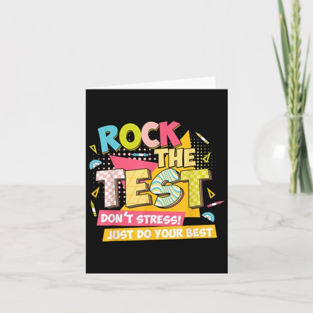 Rock The Test Day Motivational Retro Teachers Test Kort (Framsida)