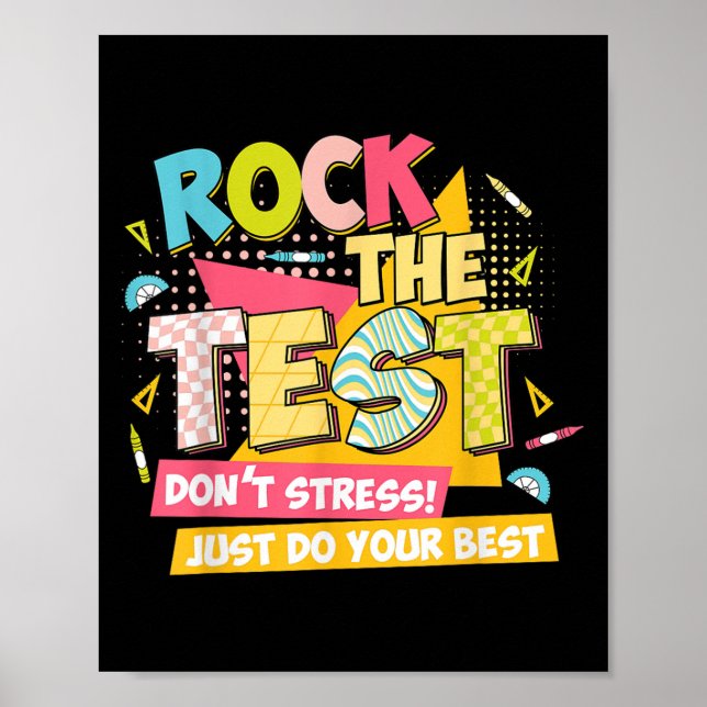 Rock The Test Day Motivational Retro Teachers Test Poster (Framsidan)