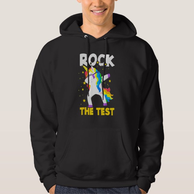 Rock The Test Day Student Teacher Dabbing Unicorn  Hoodie (Framsida)