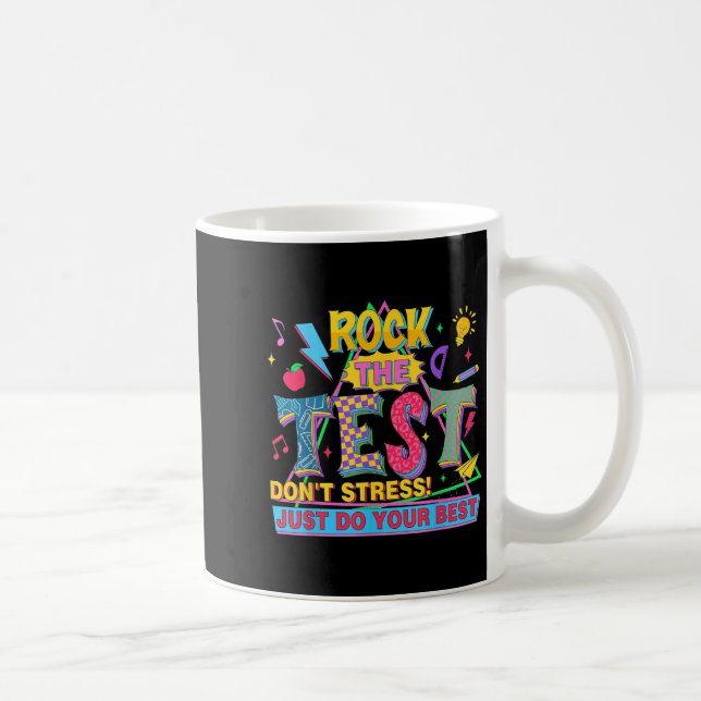 Rock The Test Dont Stress Motivational Teacher Tes Kaffemugg (Höger)