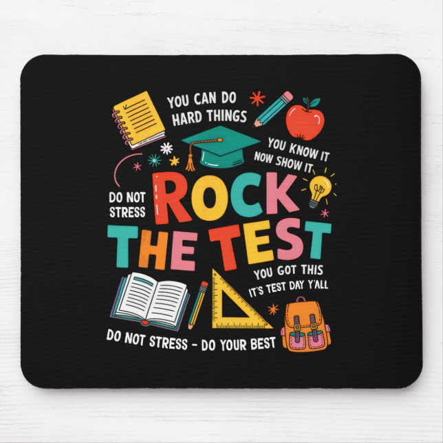 Rock The Test Funny Testing Day Teacher Student Te Musmatta (Framsidan)