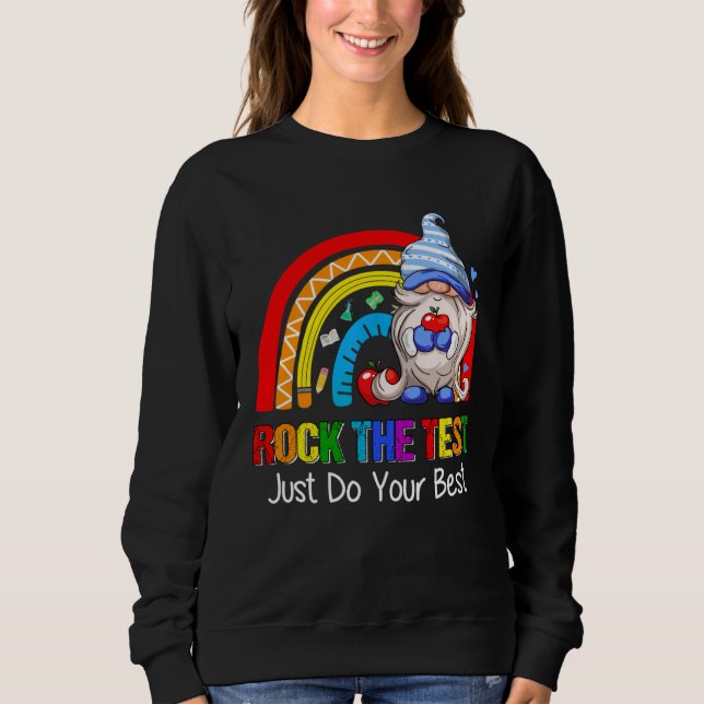 Rock The Test  Teacher Testing Day Rainbow Gnomes T Shirt (Framsida)