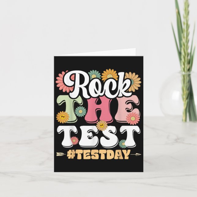Rock The Test Testing Day Groovy Motivational Teac Kort (Framsida)