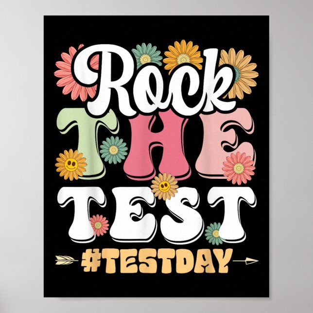 Rock The Test Testing Day Groovy Motivational Teac Poster (Framsidan)