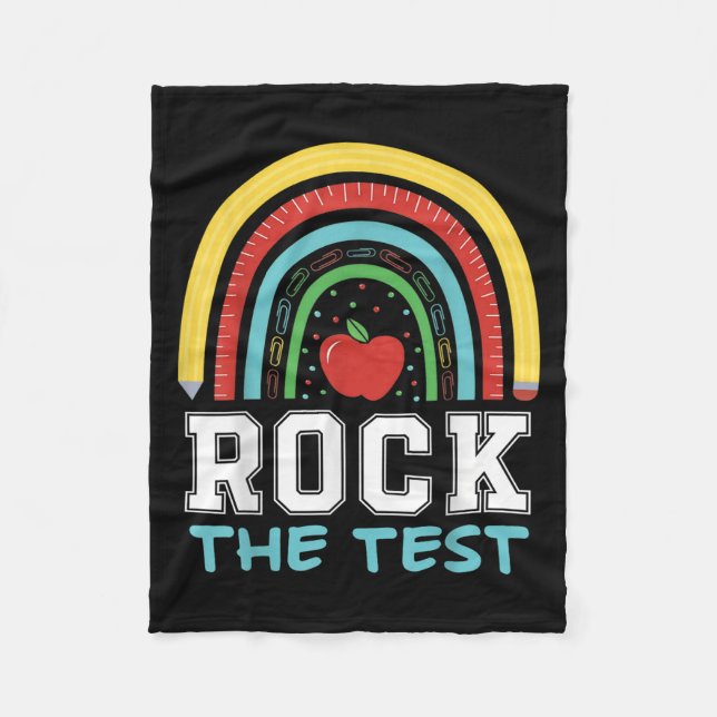 Rock The Test Testing Day Retro Motivational Teach Fleecefilt (Framsidan)