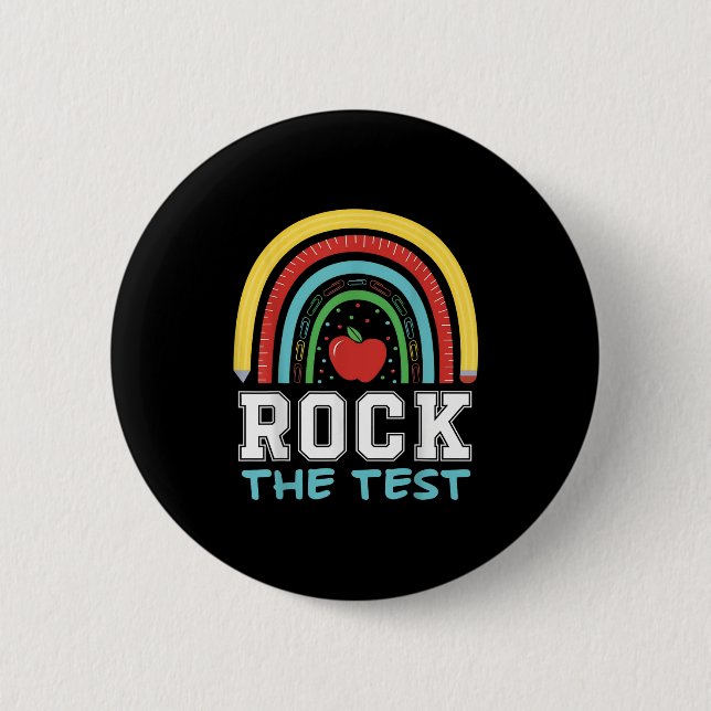 Rock The Test Testing Day Retro Motivational Teach Knapp (Framsida)