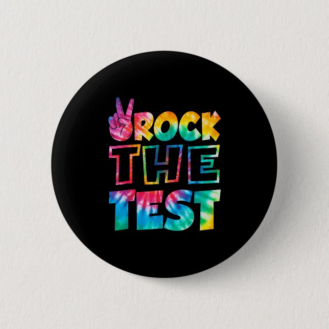 Rock The Test Testing Day Retro Motivational Teach Knapp (Framsida)