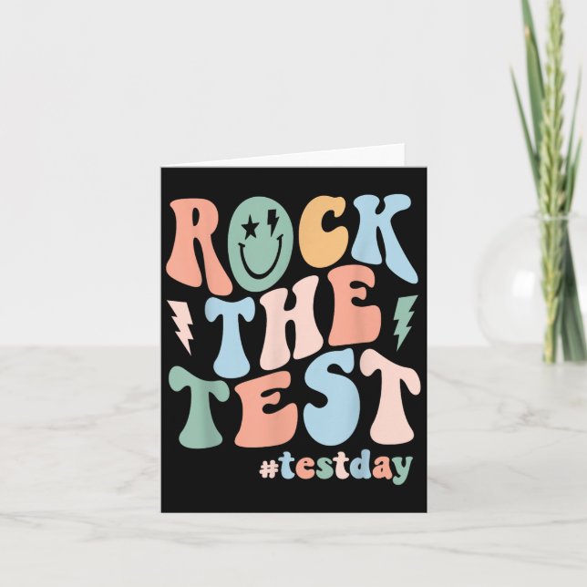 Rock The Test Testing Day Retro Motivational Teach Kort (Framsida)