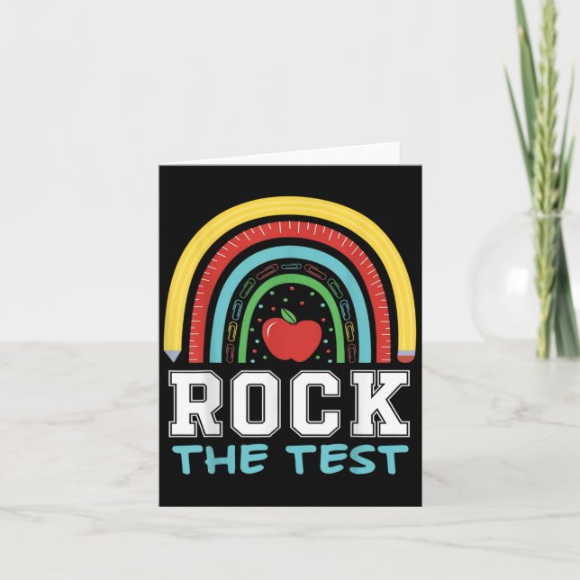 Rock The Test Testing Day Retro Motivational Teach Kort (Framsida)