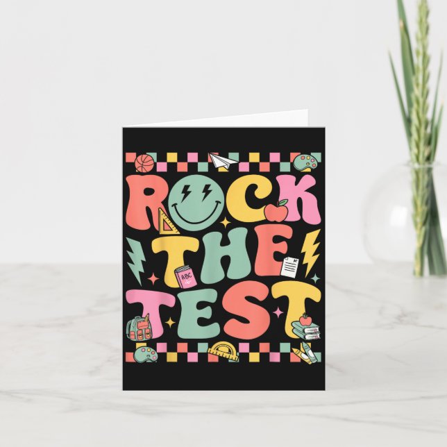 Rock The Test Testing Day Retro Motivational Teach Kort (Framsida)