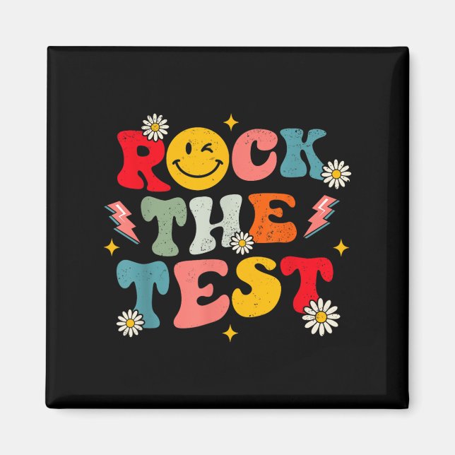 Rock The Test Testing Day Retro Motivational Teach Magnet (Framsidan)