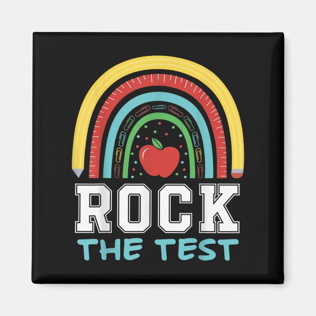 Rock The Test Testing Day Retro Motivational Teach Magnet (Framsidan)