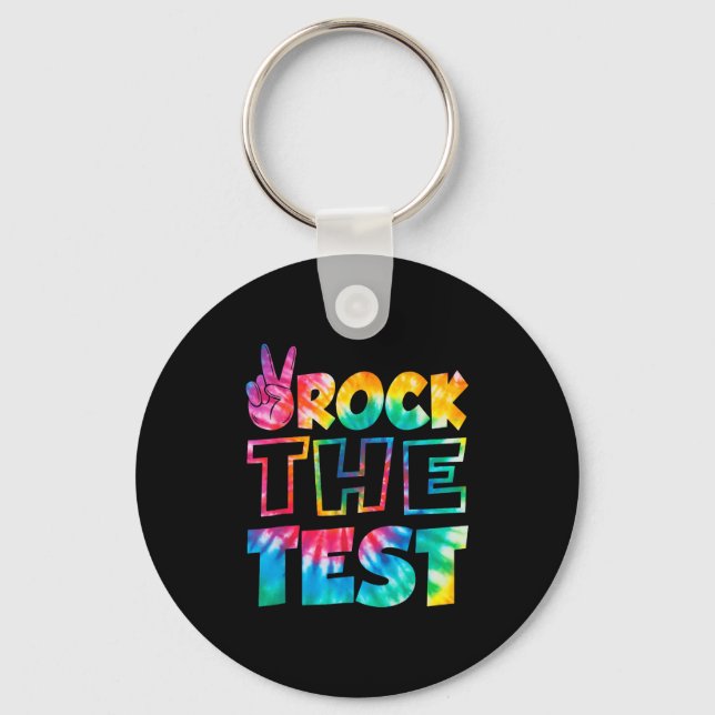 Rock The Test Testing Day Retro Motivational Teach Nyckelring (Framsida)