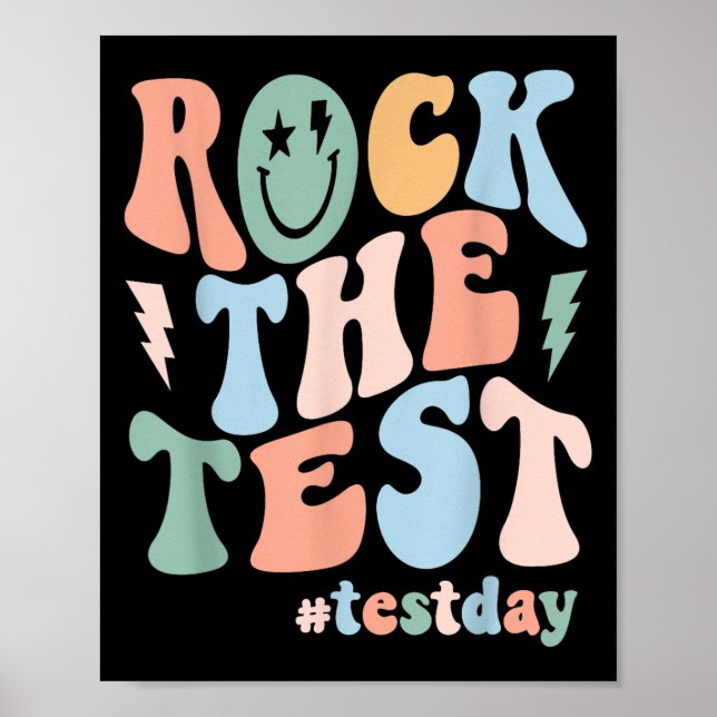 Rock The Test Testing Day Retro Motivational Teach Poster (Framsidan)
