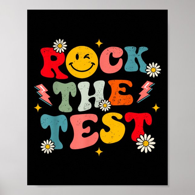 Rock The Test Testing Day Retro Motivational Teach Poster (Framsidan)